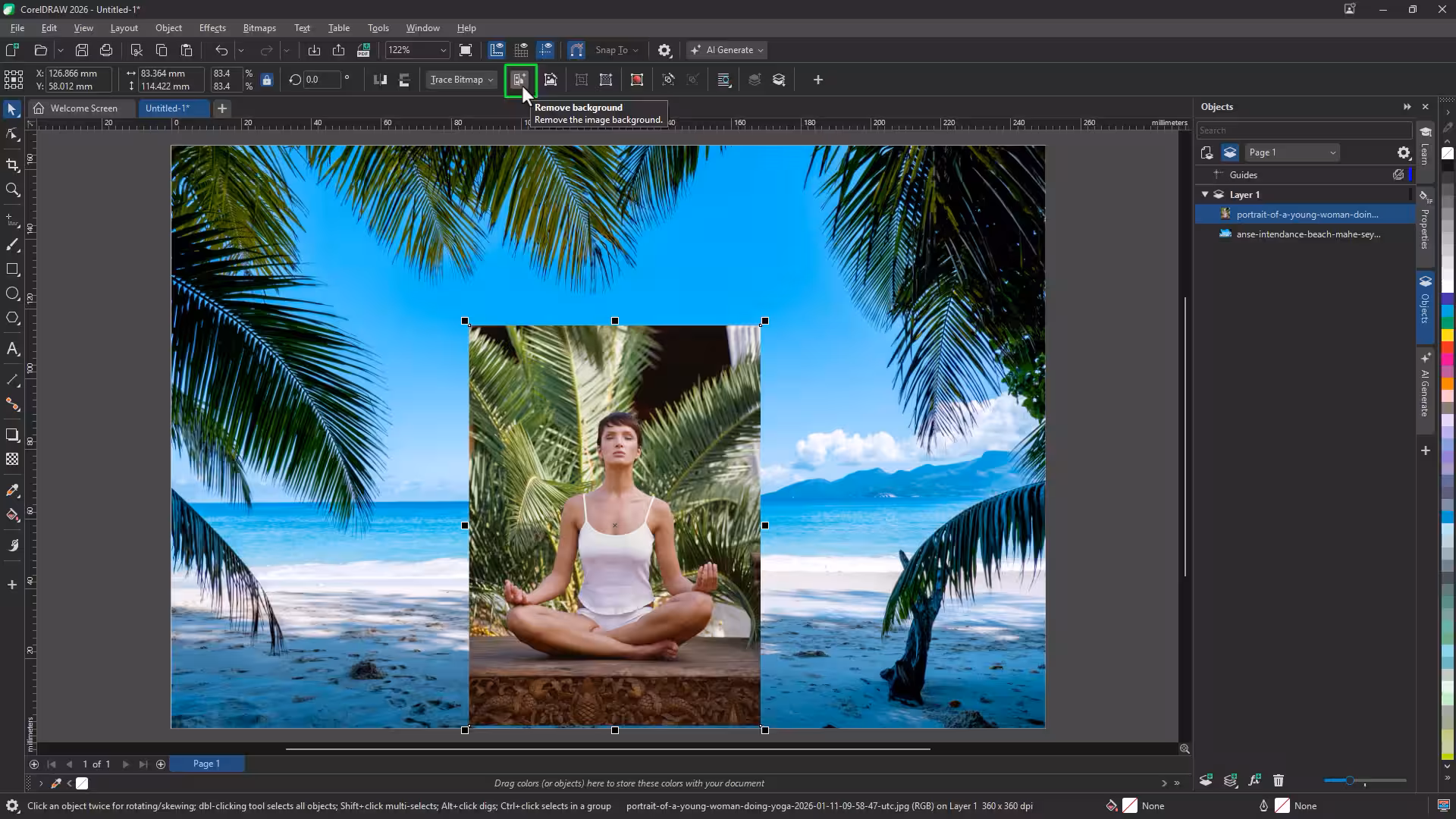 Select an image and click Remove Background