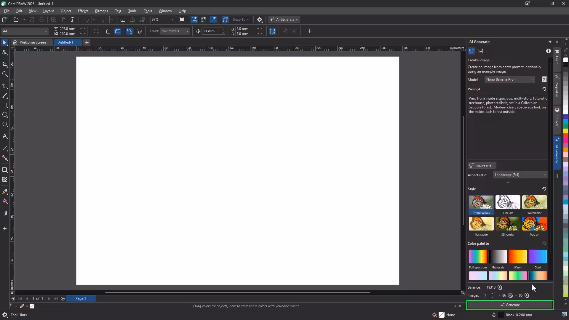 Create original visuals with AI Generate